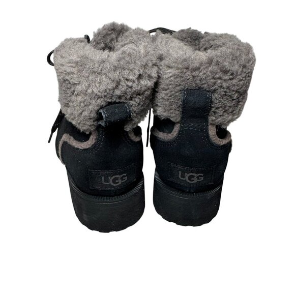 UGG Bodie Fur Lace Up Boots Womens 7 Cozy Waterproof Outdoors Suede New - Picture 8 of 10